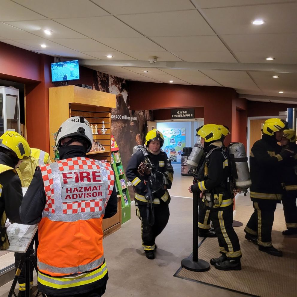Emergency fire training at Kents Cavern