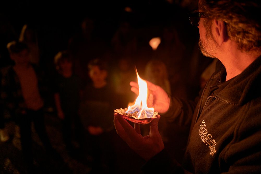 Shell fire during the Blackout at Kents Cavern | Devon
